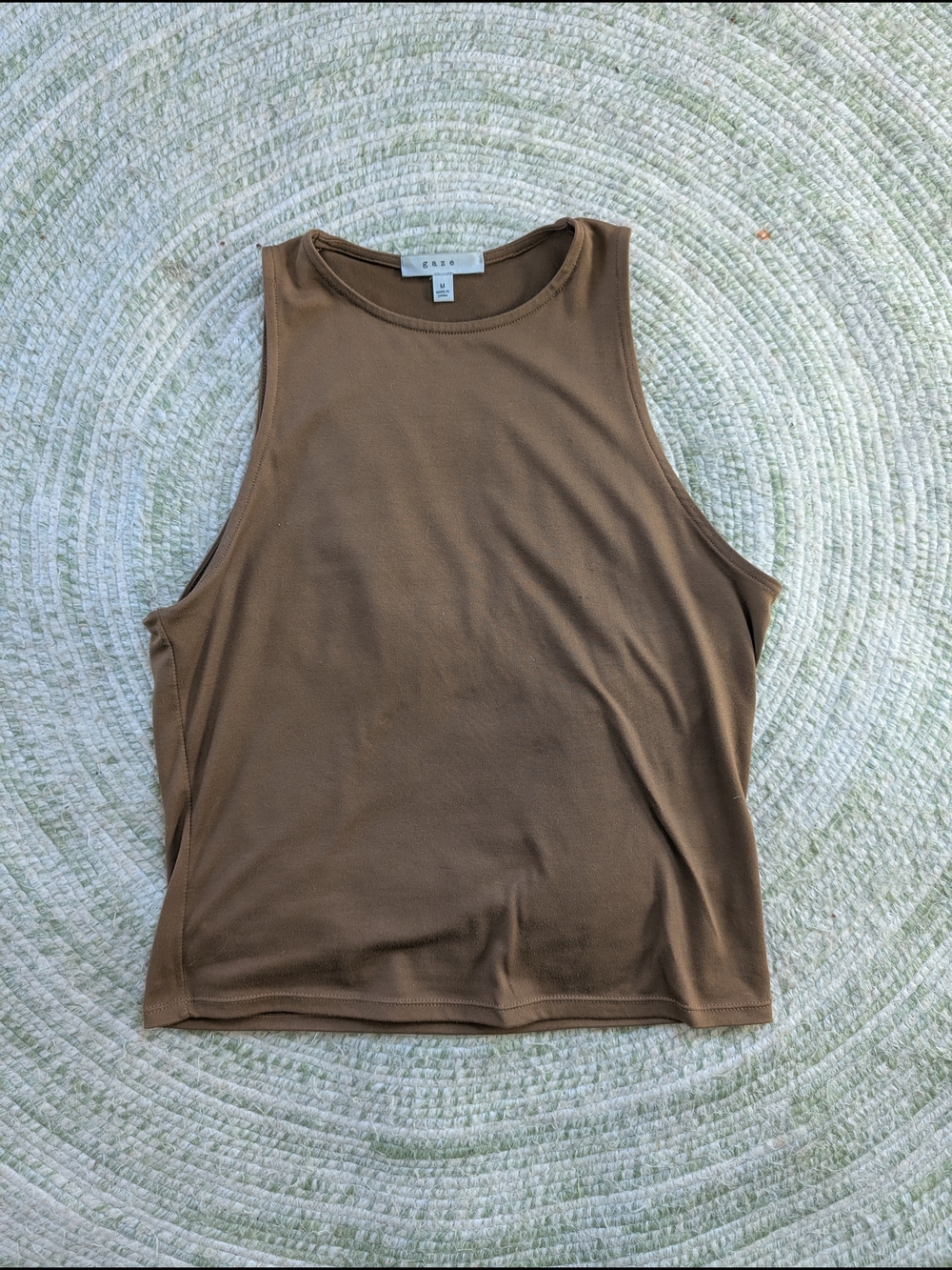 gaze Brown Ribbed Crewneck Tank